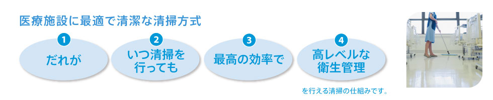 医療施設に最適で清潔な清掃方式